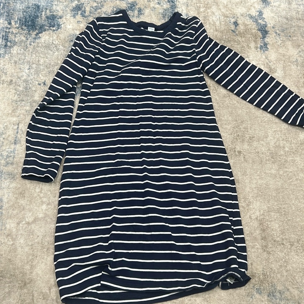 Old Navy T-Shirt Midi Dress Navy and White Stripe M
